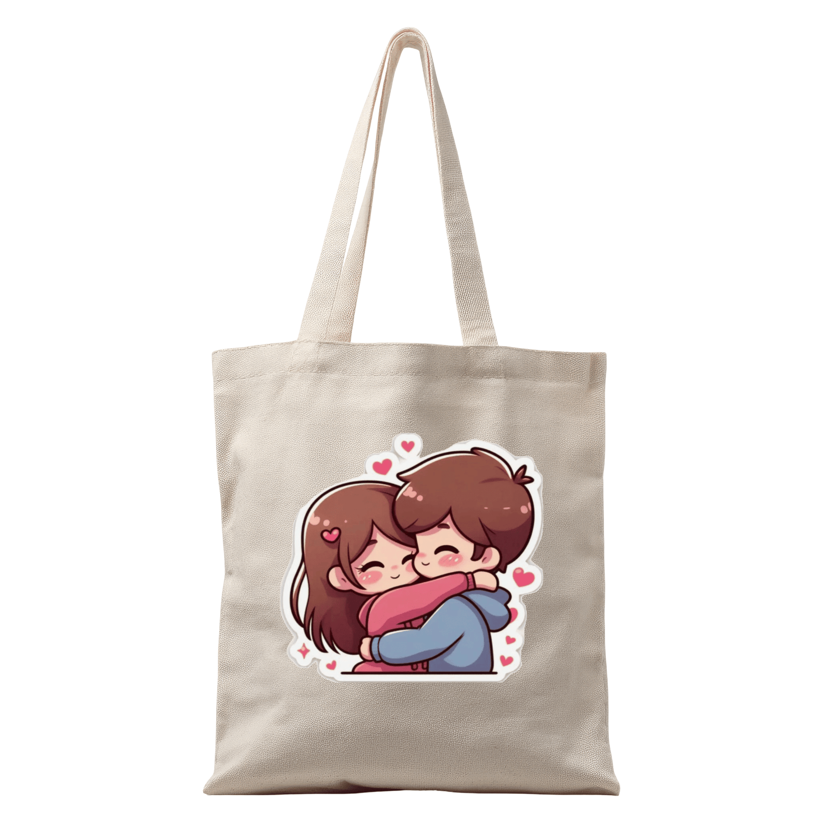 Cute Couple Hug Tote Bag