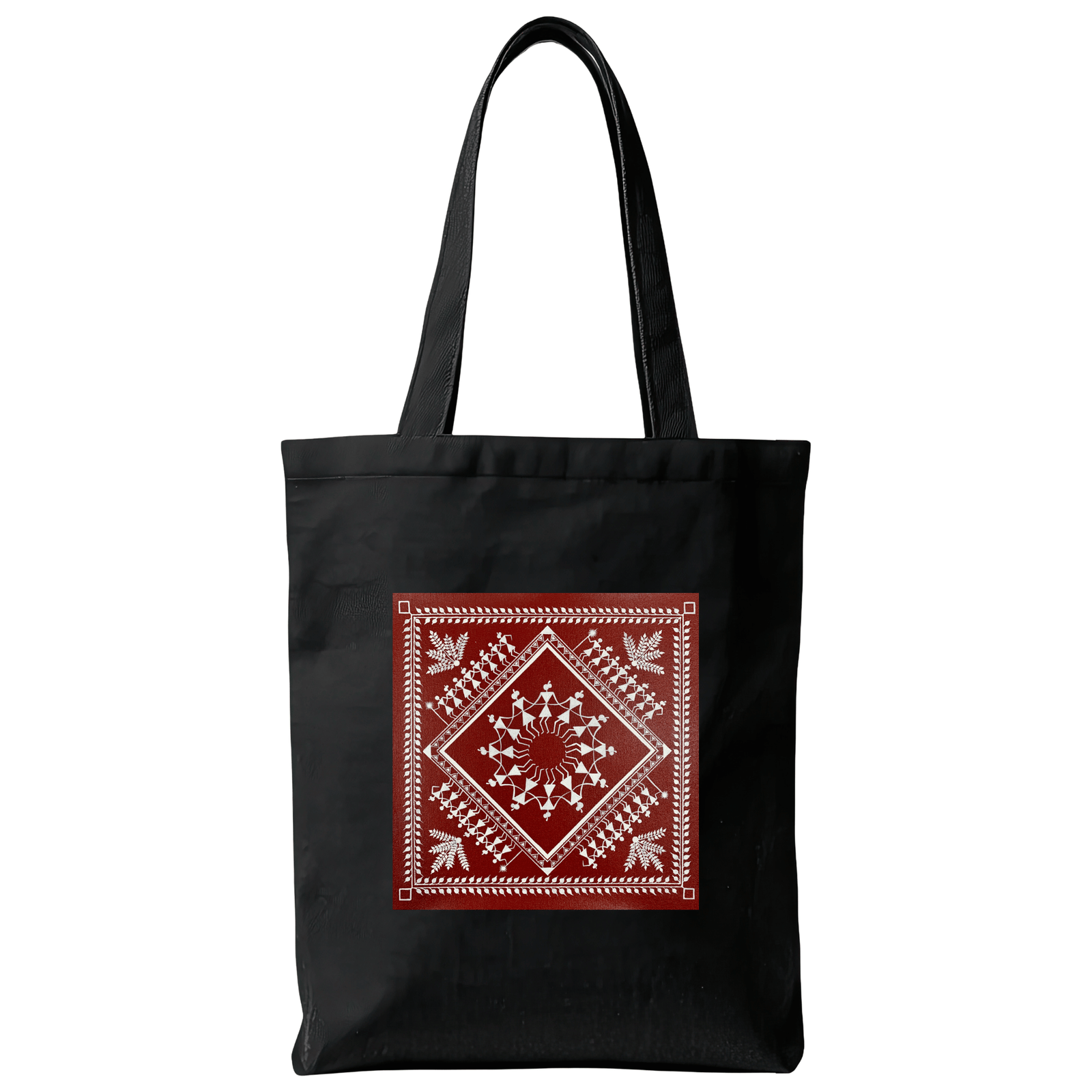 Red Warli Art In Square Tote Bag