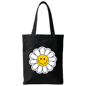 White Smiley Face Flower Bag